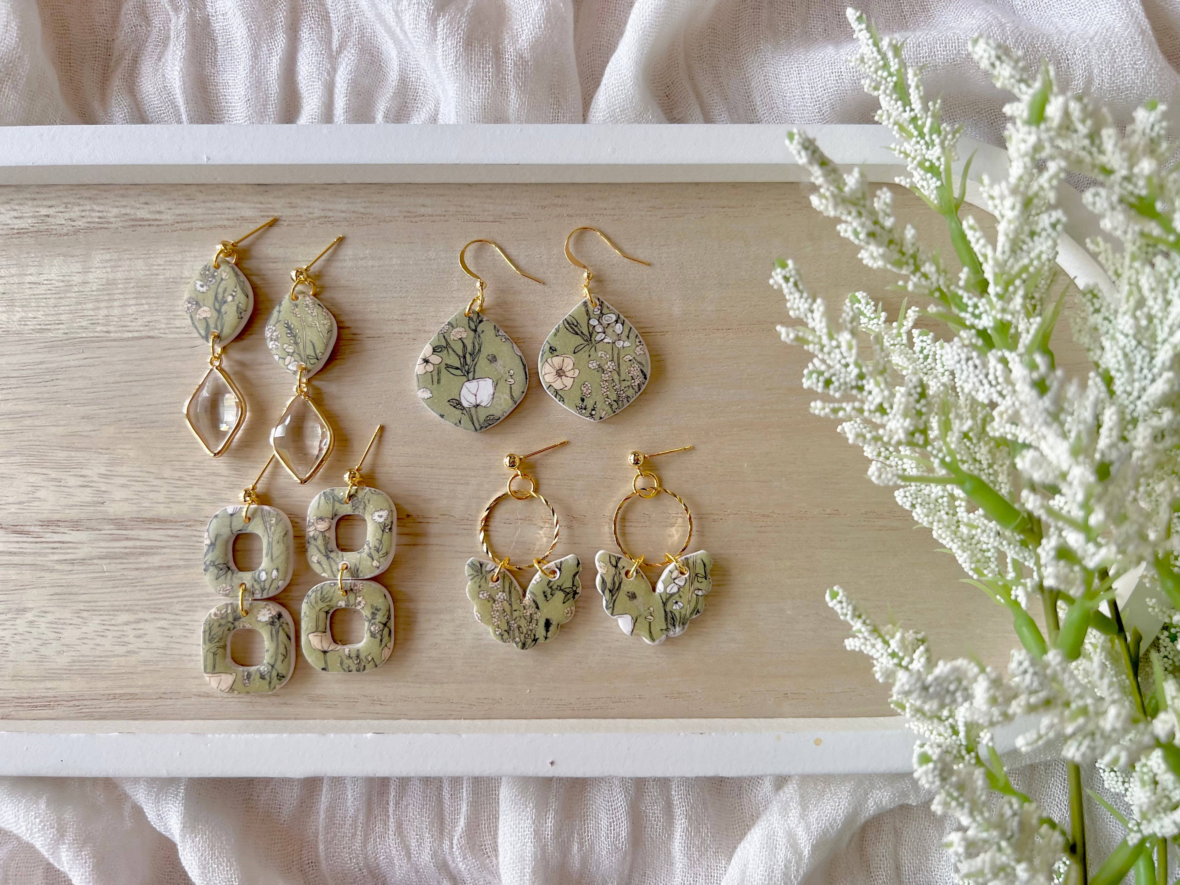 SeizeTheClayJewelry - Wholesale Dangle Earrings - Green Garden Earrings, Flower Clay Earrings8