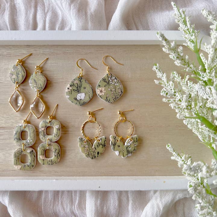 SeizeTheClayJewelry - Wholesale Dangle Earrings - Green Garden Earrings, Flower Clay Earrings8