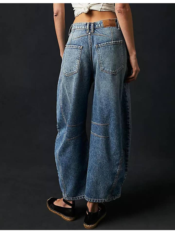 Sweetkama - Wholesale Jeans - Women's - Ladies Mid Rise Wide Leg Barrel Jeans SKP522