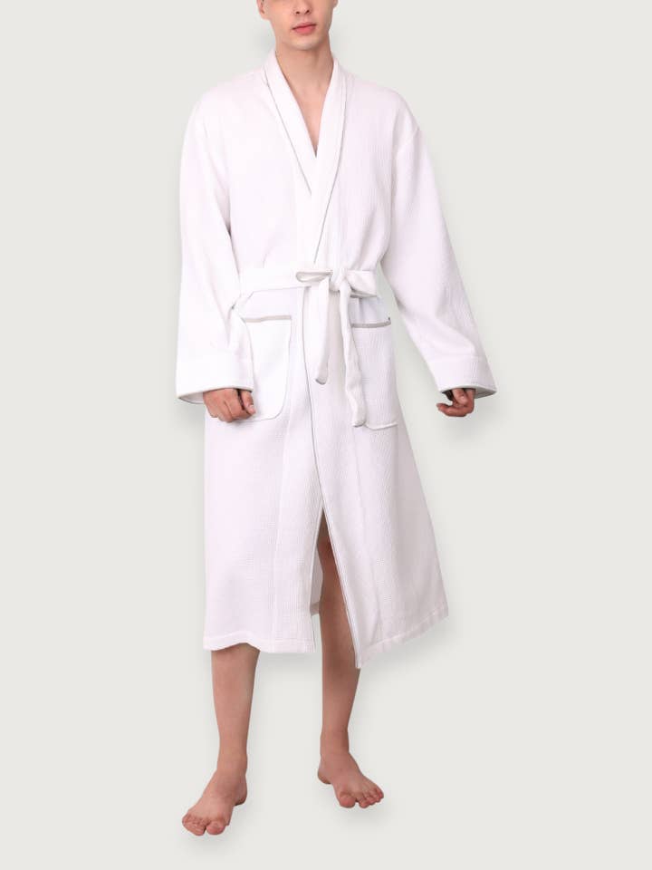 Viverano Organics - Wholesale Robe - Men's - Men's Organic Waffle Weave Spa & Bath Robe (2 Colors)