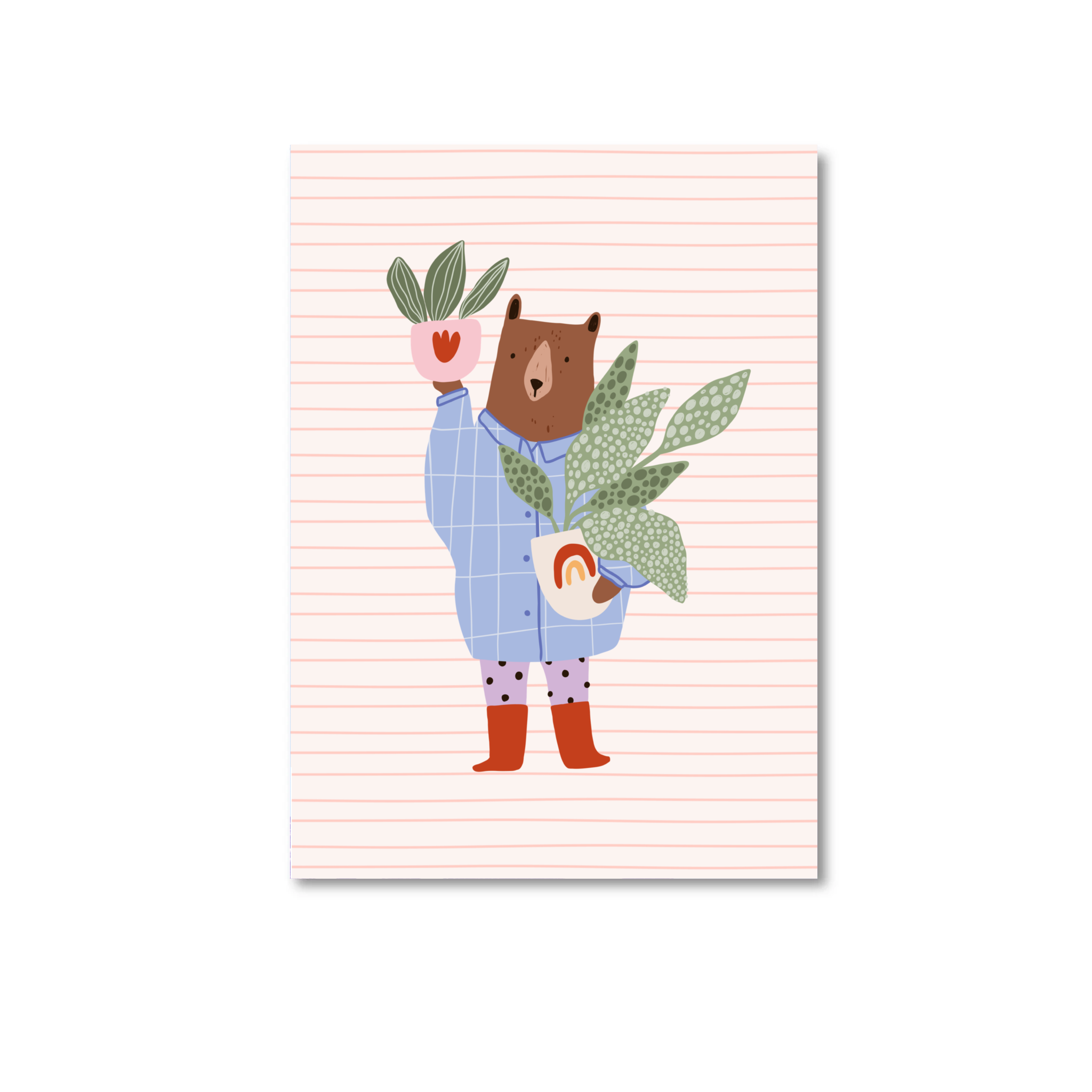 Only Happy Things Stationery – wholesale Everyday greeting card – Kaart Bear with plants0