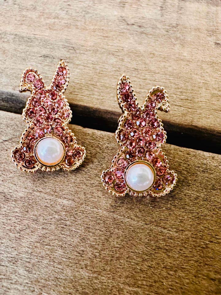 Brincos de Coelhinho da Páscoa Brilhantes por atacado de Carol Young Silver