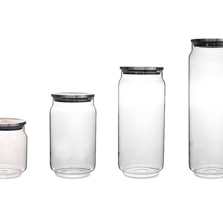 Silver KITCHEN BASICS Glass Beveled Canister with Lid3 for wholesale on Faire1