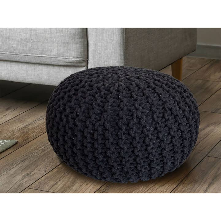 Voglrieder - Vendita all'ingrosso Pouf - Pouf, diametro 55 cm, sgabello in maglia, pouf, pouf, cuscino da pavimento, grande