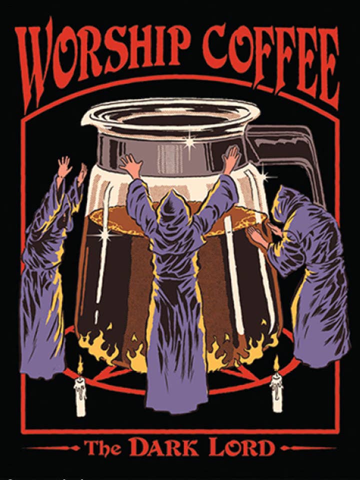 Magnet 'Worship Coffee. The Dark Lord' von Ephemera für den Großhandel von Ephemera