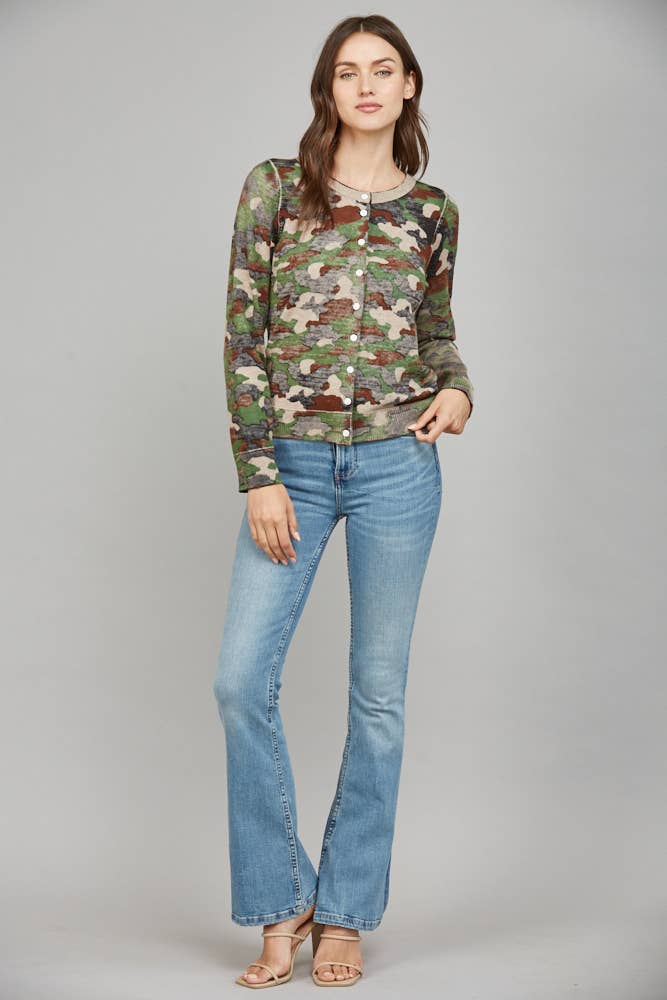 FATE – Großhandel Strickjacke – Damen – CAMO-PRINT-FRONT-KNOPFVERSCHLUSS-CARDIGAN FW155566