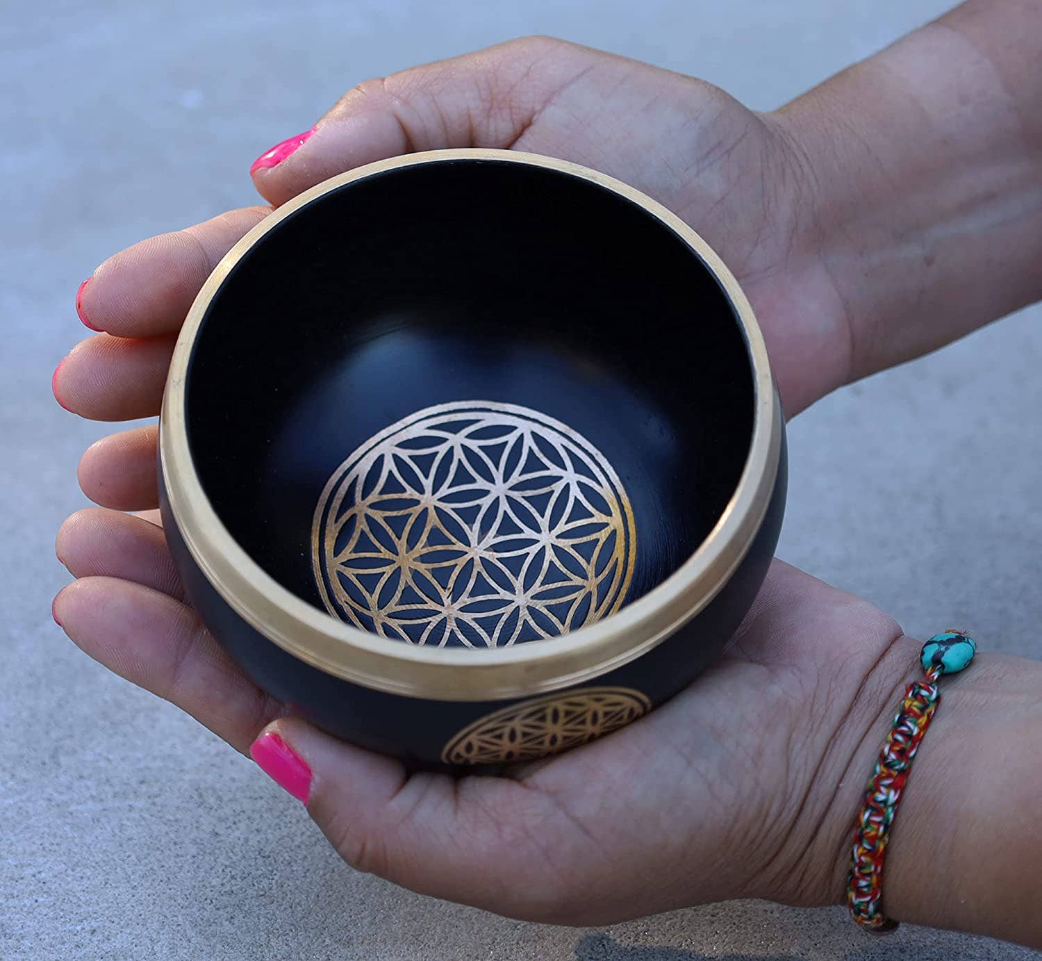 Lungta Imports - Wholesale Meditation Supplies - Tibetan Flower Of Life Singing Bowl Mallet Cushion Set ~ For Meditation, Yoga, Spiritual Healing and Mindfulness ~ Medium4