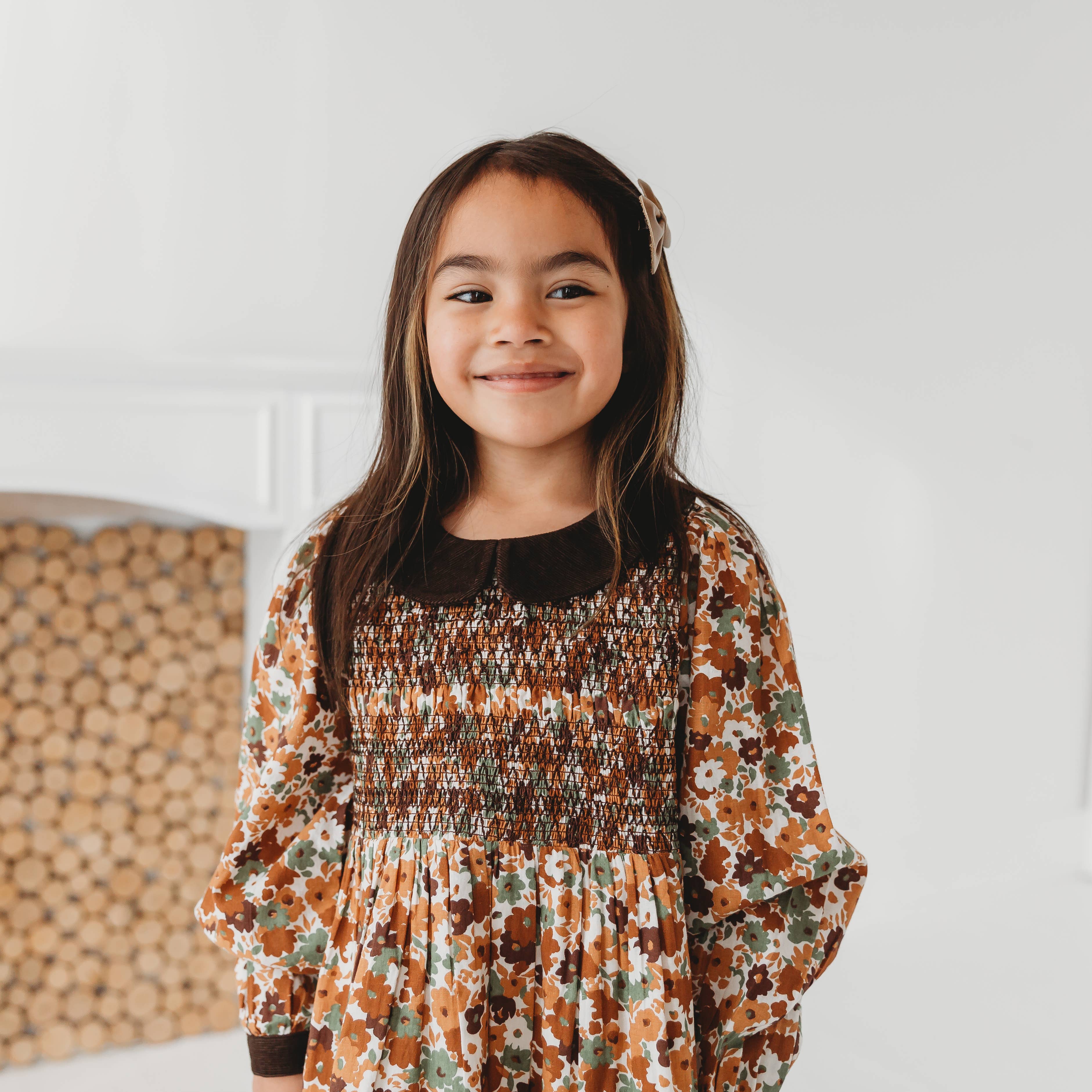 LARILI - Wholesale Dress - Kids - Brown Fall Smocked Dress3