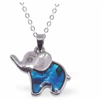 Collar de Elefante Bebé con Concha de Paua Natural, Chapado en Rodio para venta al por mayor de Byzantium Collection Ltd