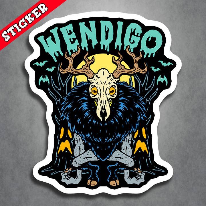 Wendigo Sticker Cryptid Monster Horror Algonquian Evil for wholesale by Monsters and Martians LLC
