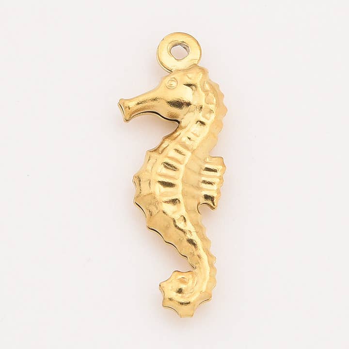 Gold Filled Seahorse Charm, Ocean Stainless Steel, SCP051 for wholesale by Beads Creation