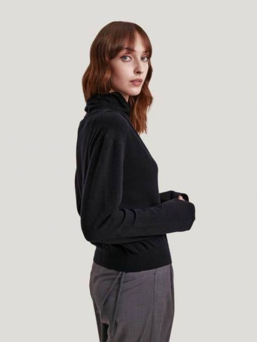 Jersey de lana con cuello simulado relajado para venta al por mayor de NAP