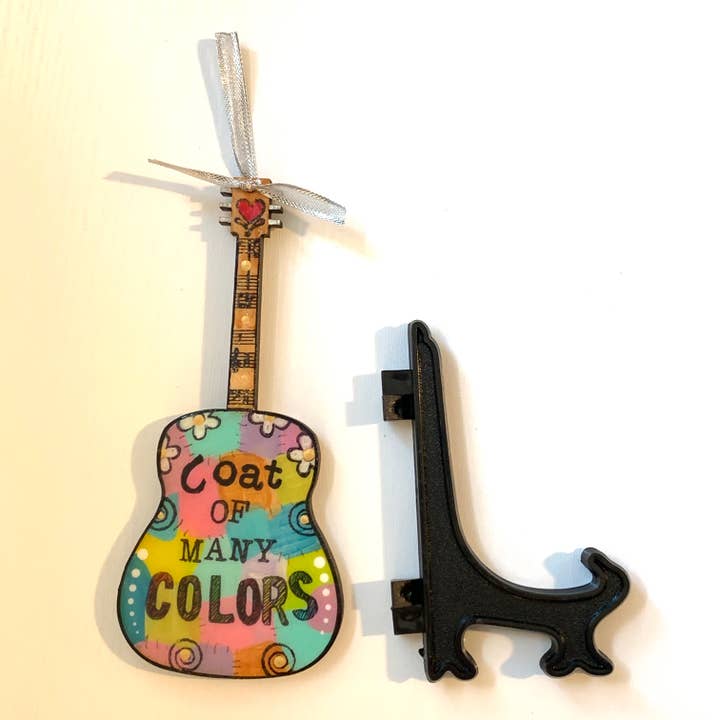 Clever Clogs Art - Wholesale Decorative Tabletop Object - Dolly Parton, Coat Of Many Colors guitar