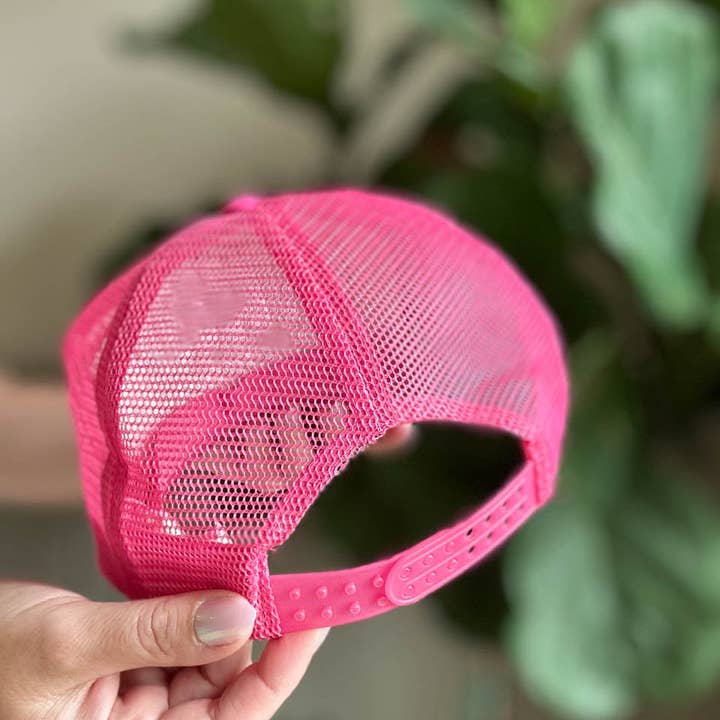 Hot Pink Passenger Princess Embroidered Graphic Trucker Hat for wholesale on Faire4