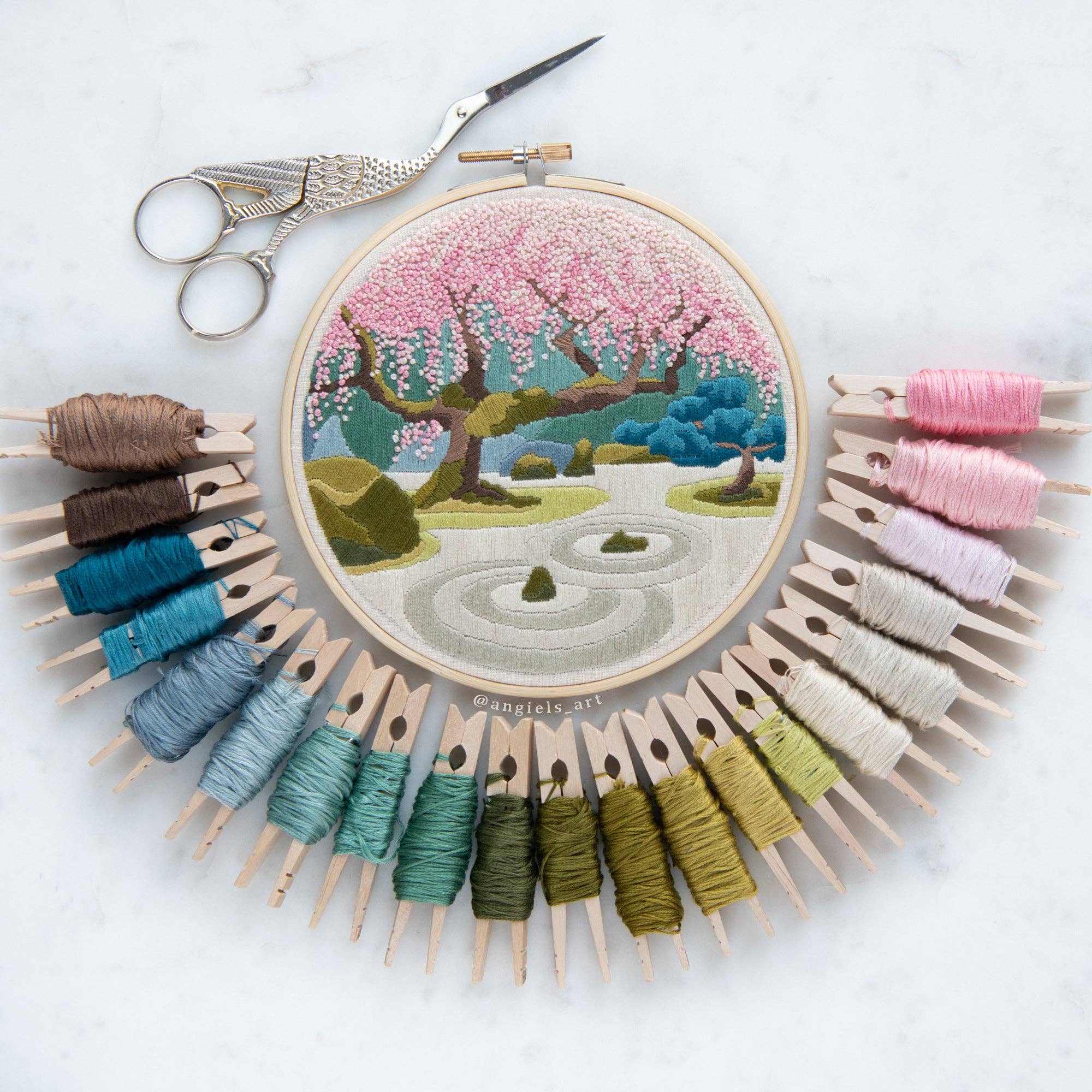 Angiels Art - Wholesale Embroidery/Cross Stitch Supplies - Japanese Garden DIY Embroidery Kit3