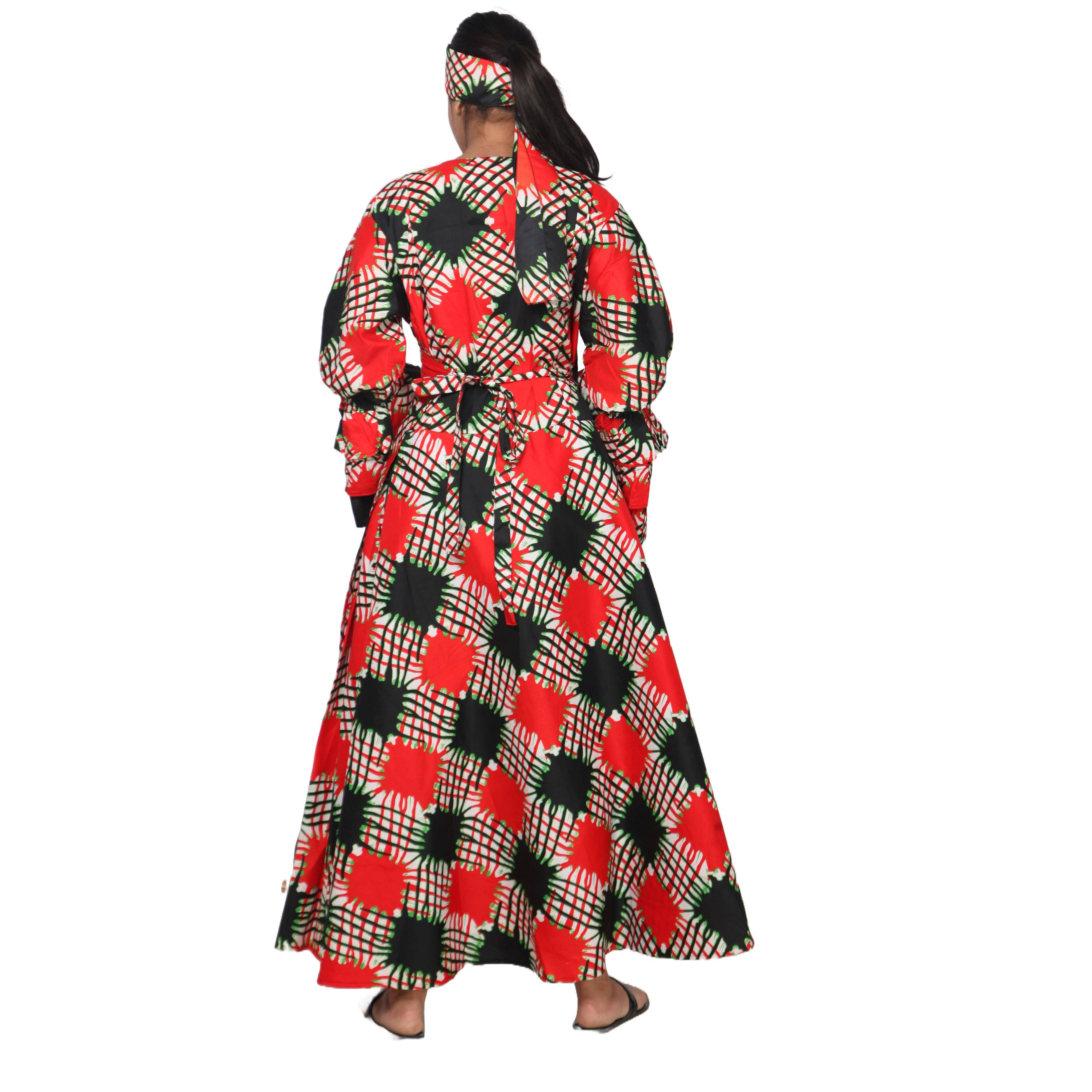 African Stars - Vente Robe – femme - Robe portefeuille en rayonne pour femme avec manches à volants -- FI-R80FS32