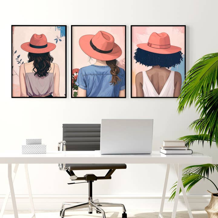 Framed Prints Large | Set of 3 Boho Women Wall art Prints for wholesale by About Wall Art