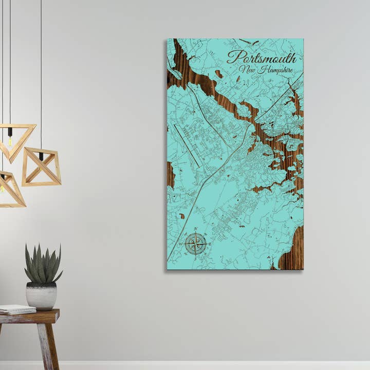 Nuevo Hampshire: Mapa de las calles de Portsmouth para venta al por mayor de Fire & Pine