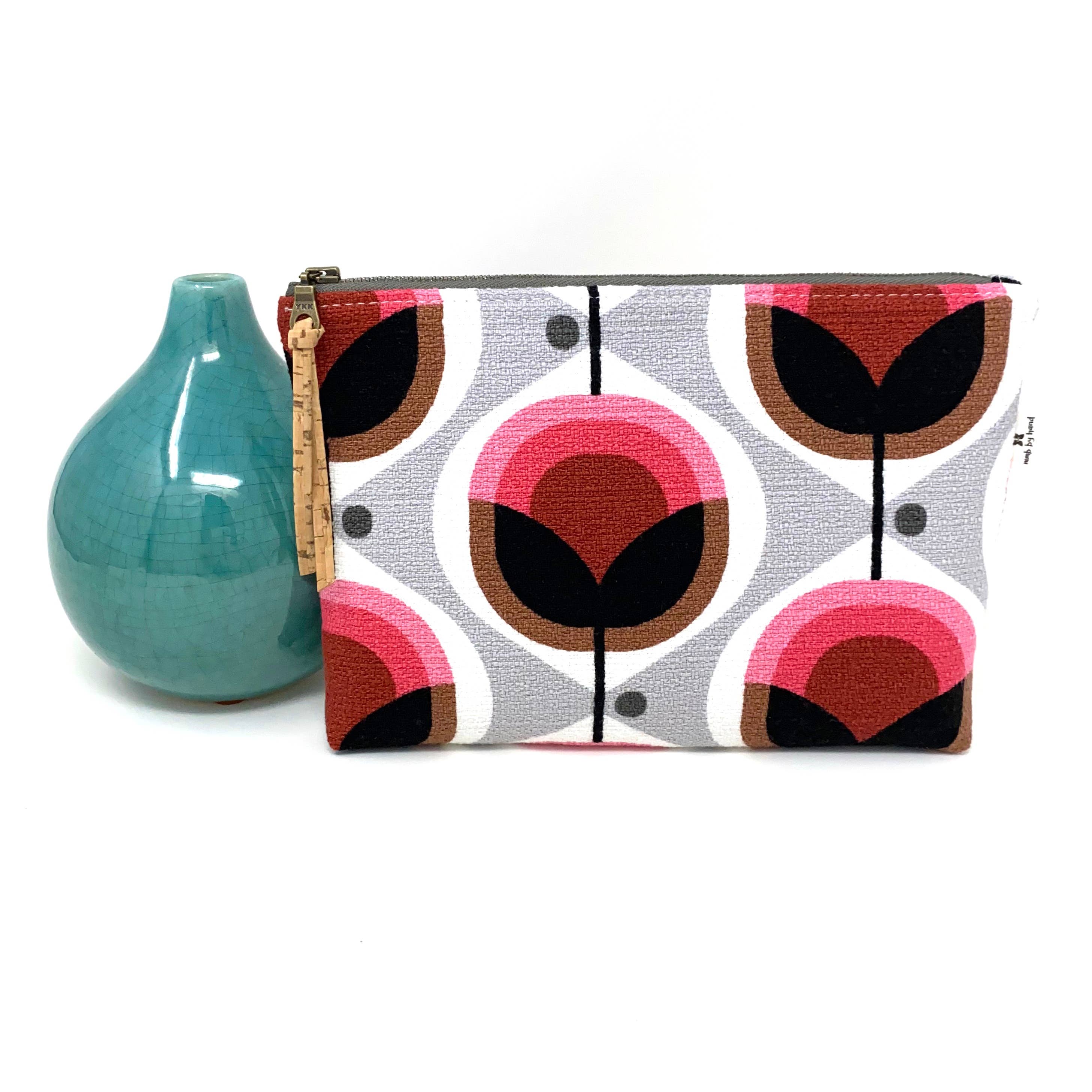 mmb by hand - Vente Pochette – femme - Pochette zippée fine bio Geo Floral Pink3