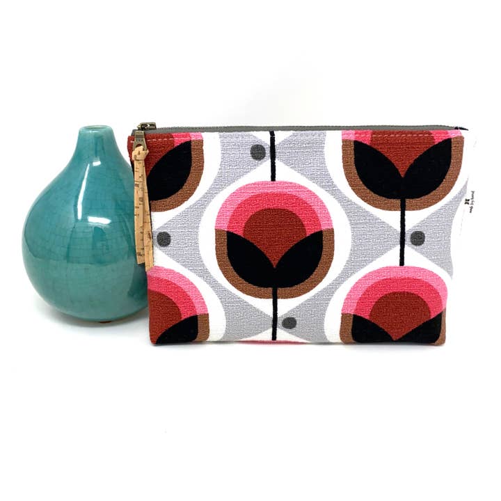 mmb by hand - Vente Pochette – femme - Pochette zippée fine bio Geo Floral Pink3