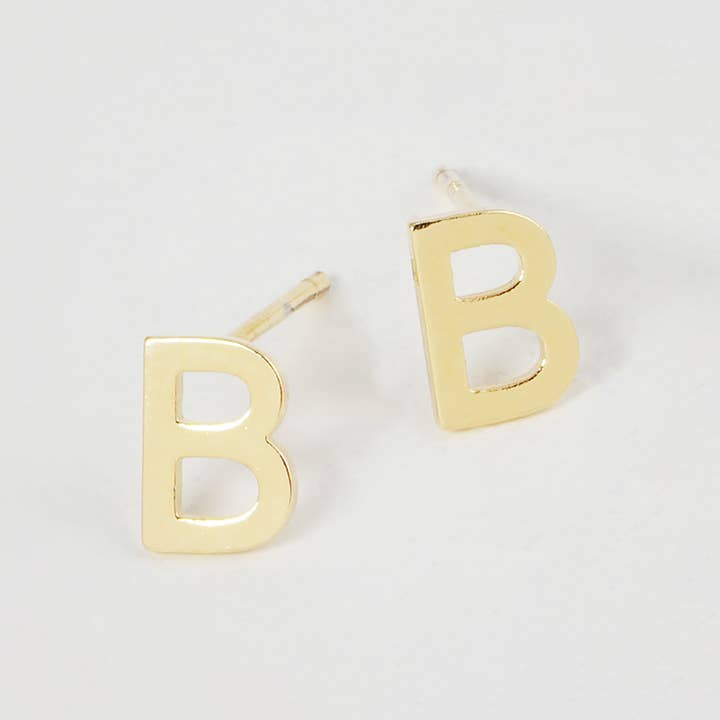 Sensibling Corp. - Wholesale Stud/Post Earrings - Gold Dipped Metal Initial Monogram Stud Earrings68