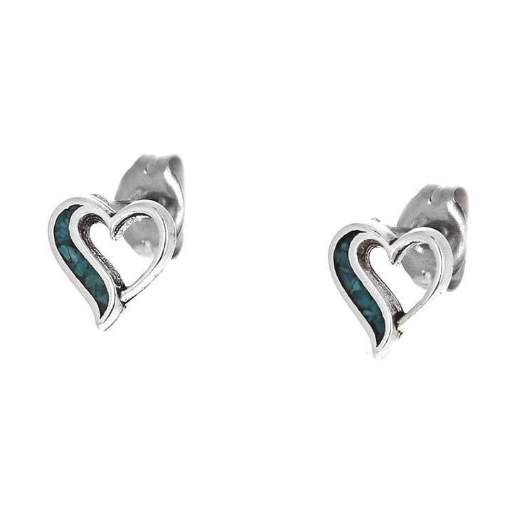 Inlaid Turquoise Heart Studs for wholesale by Mayas Gems