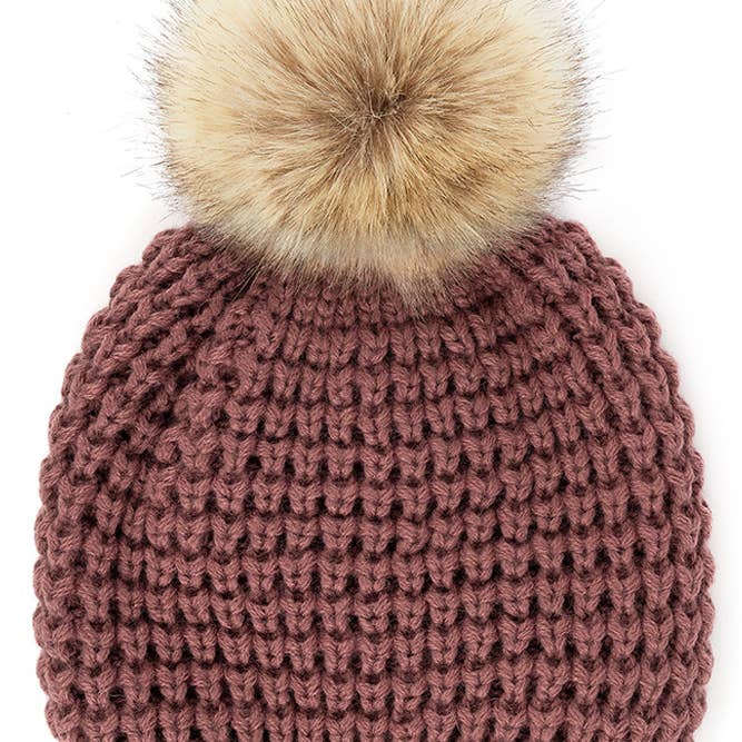 Hana - Wholesale Beanie - Women's - C.C Waffle Stitch Pattern Pom Beanie1