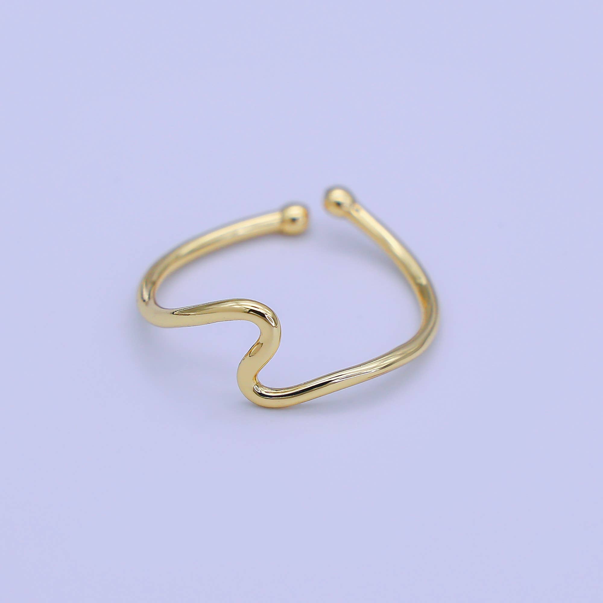 Aim Eternal – wholesale Band/Stackad Ring – Minimalistisk Ring Guld Öppen Ring Vågig Kurvig Ring, Tunn Ring Guld Ring Fint Stapelbar Ring Justerbar Ring. R-0840