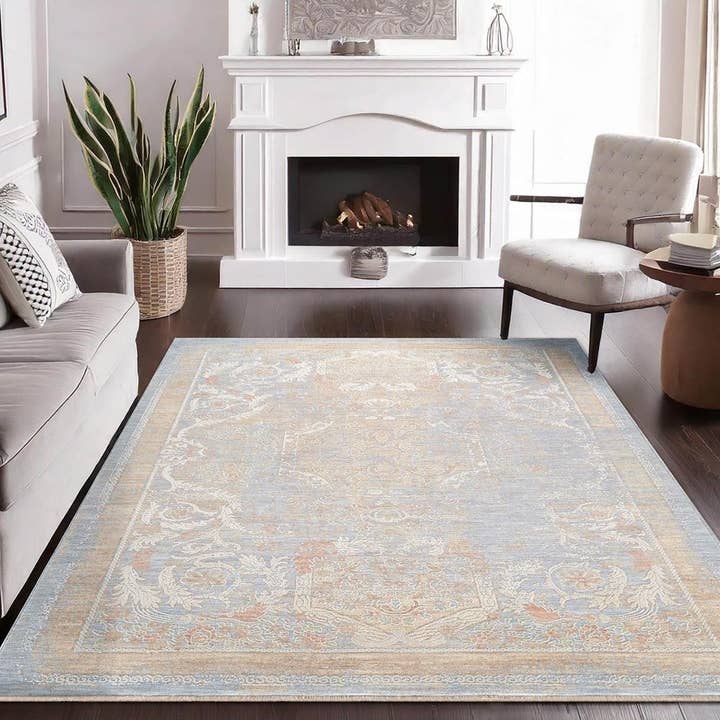 Pasargad Home - Wholesale Area Rug - Turkish Amboise Design Light Blue/Ivory Area Rug5