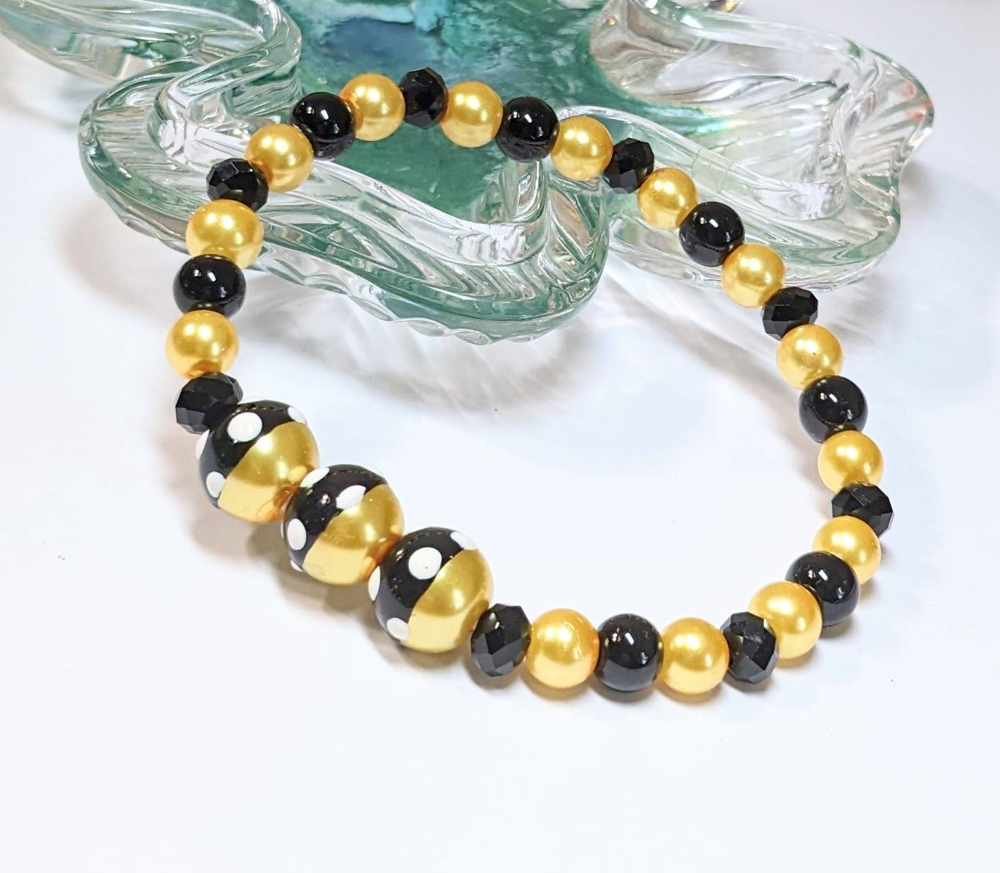 Fiona Accessories – Pulseira de missangas por atacado – Pulseira empilhável cogumelo frisado stretch multi0