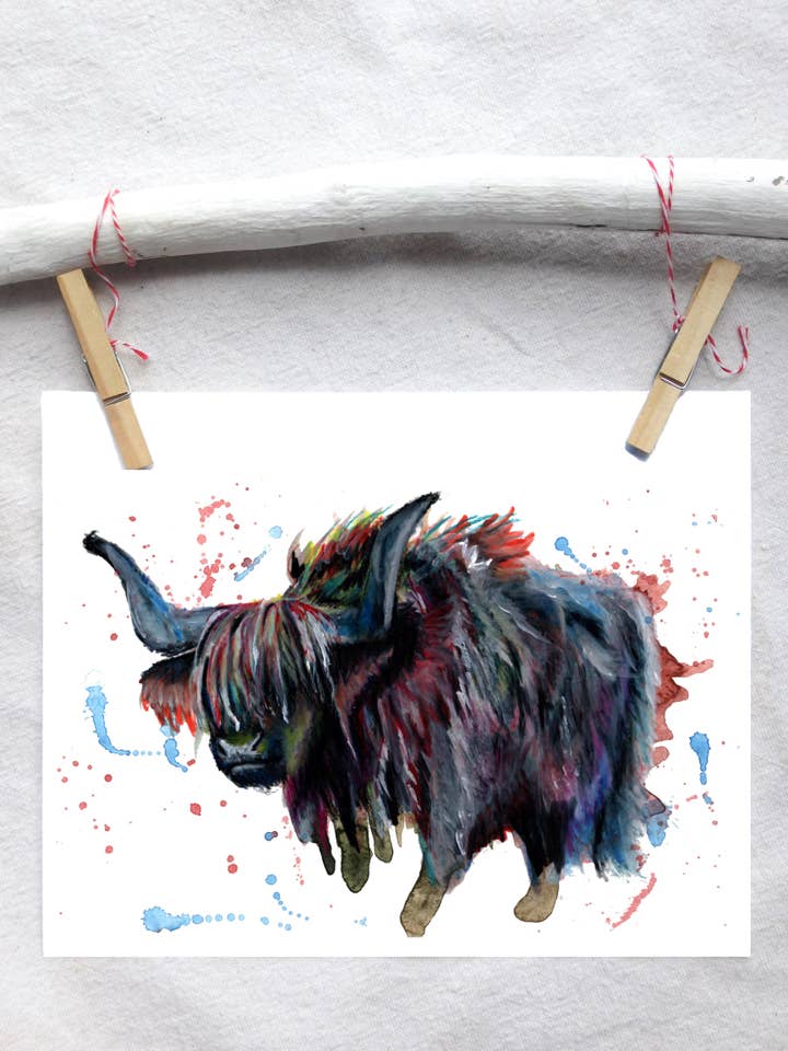 Mammal Scottish Highland cattle art print for wholesale by Lindsey Munson