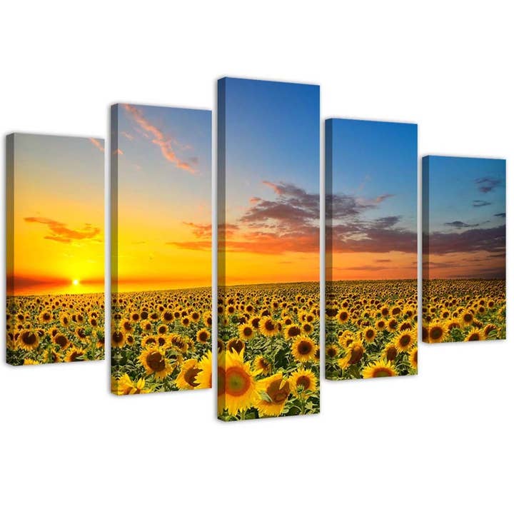 Leinwand, Sonnenblumen auf einer Wiese für den Großhandel von Motivartdesign