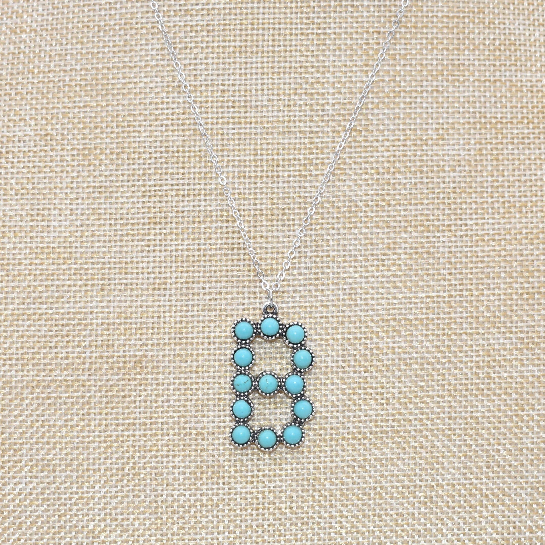The Classy Cloth WS - Wholesale Pendant/Charm Necklace - Silver Turquoise Statement Letter Necklace RTS0