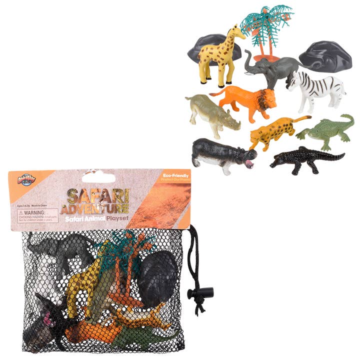 The Toy Network - Wholesale Toy Set - Kids - 12PC SAFARI MESH BAG PLAY SET2