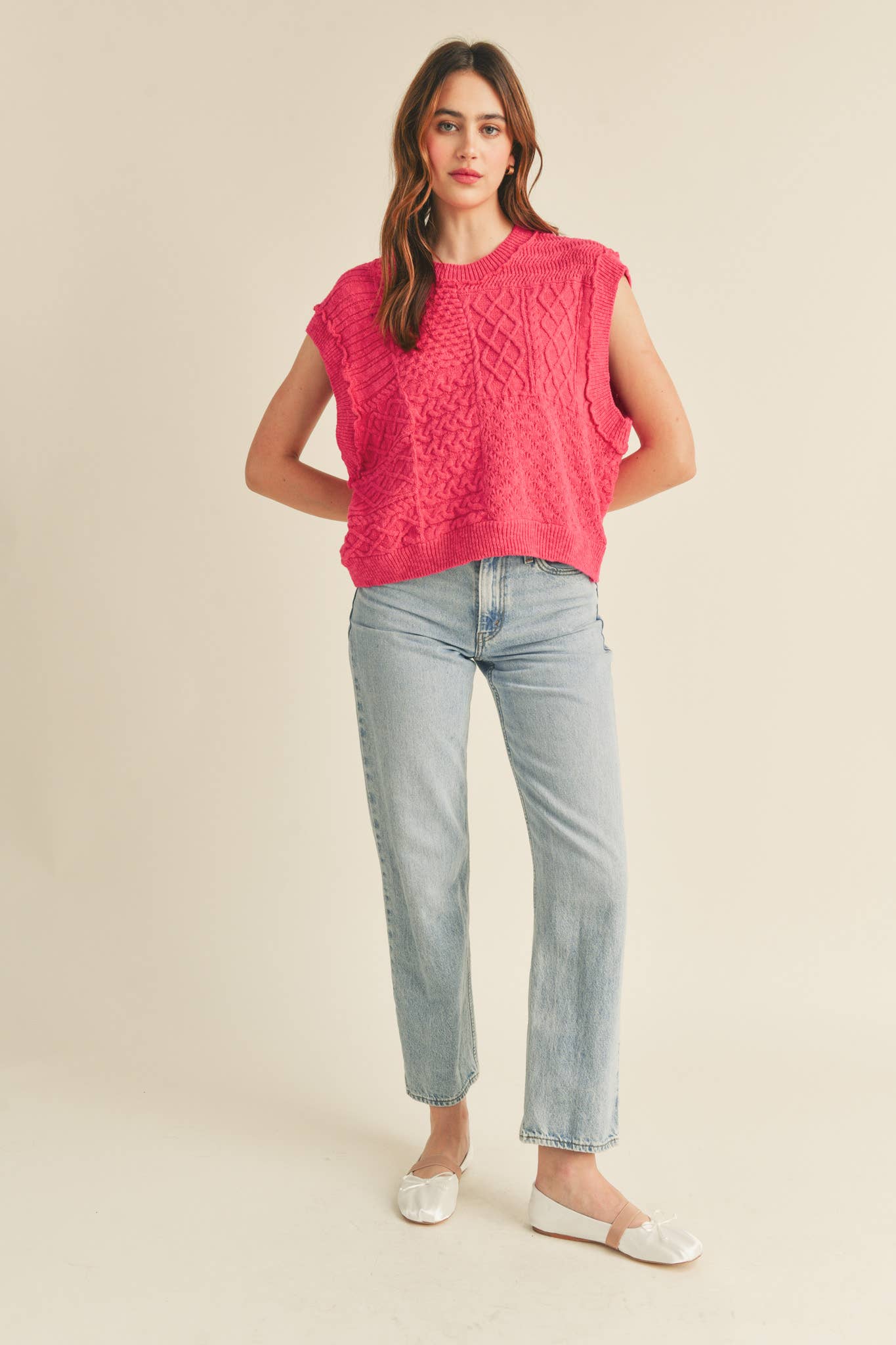 &MERCI – wholesale Tröjväst – Dam – MÖNSTRAD KABELSTICKAD VÄST MSW1022313