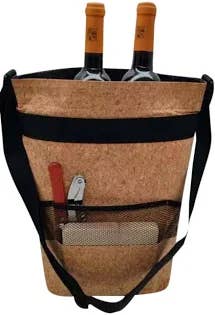Cork Pops Inc - Wholesale Wine Tote - Wine tote, 2 bottle, with cheese board and knife, Cork