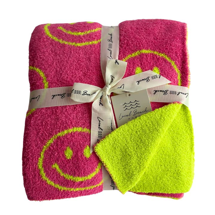 Local Beach - Wholesale Throw Blanket - Smiley Luxe Home Blanket
