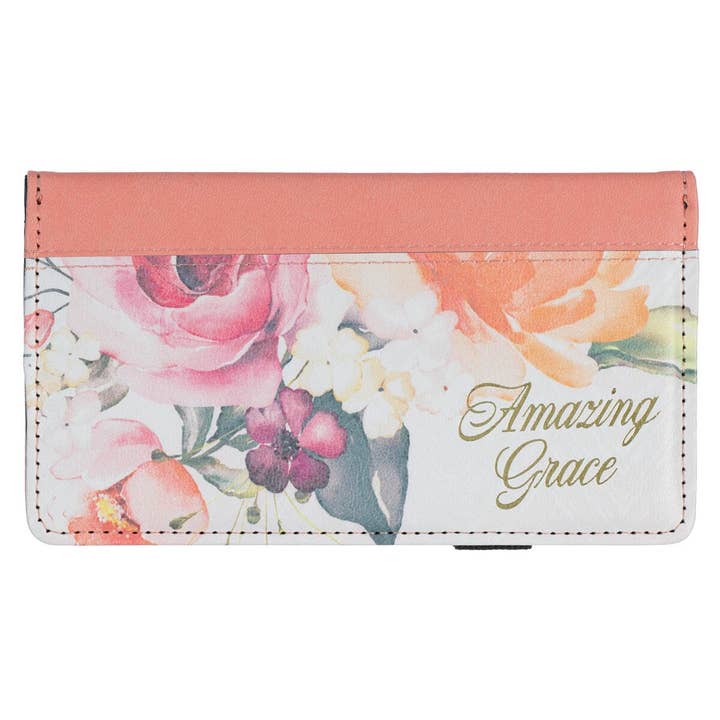 Checkbook Wallet Amazing Grace Floral for wholesale by Christian Art Gifts