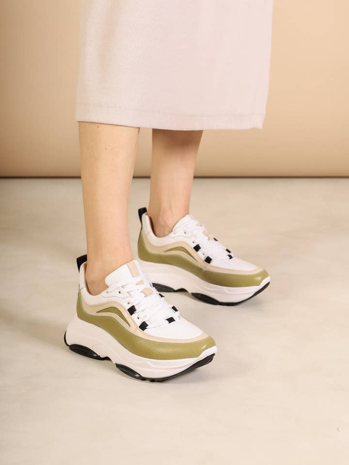 JULY KHAKI - Lace up sneakers for wholesale by KMB Shoes