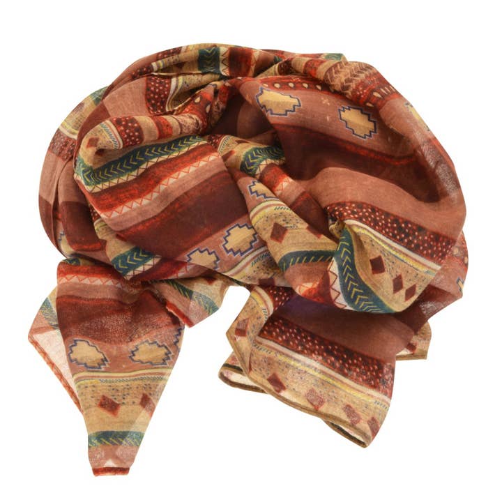 Dark Red Aztec Scarf for wholesale by Miss Milly Limited