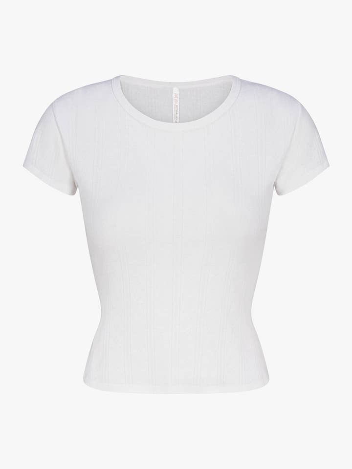 PERFECT T-SHIRT IN SWAN POINTELLE for wholesale by Rat Boi