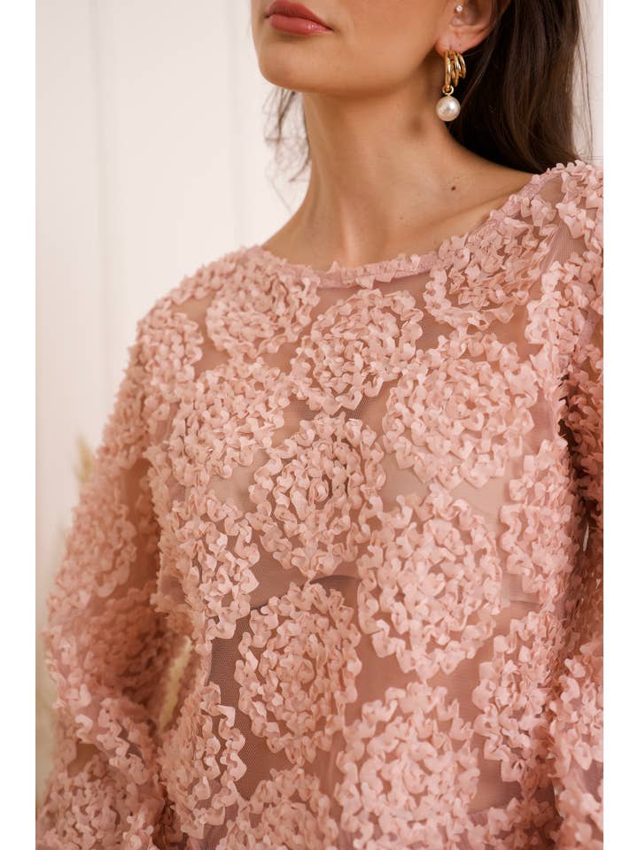 CHOKLATE PARIS - Wholesale Blouse - Women's - Textured rosette blouse (S/M-M/L) - CK08022
