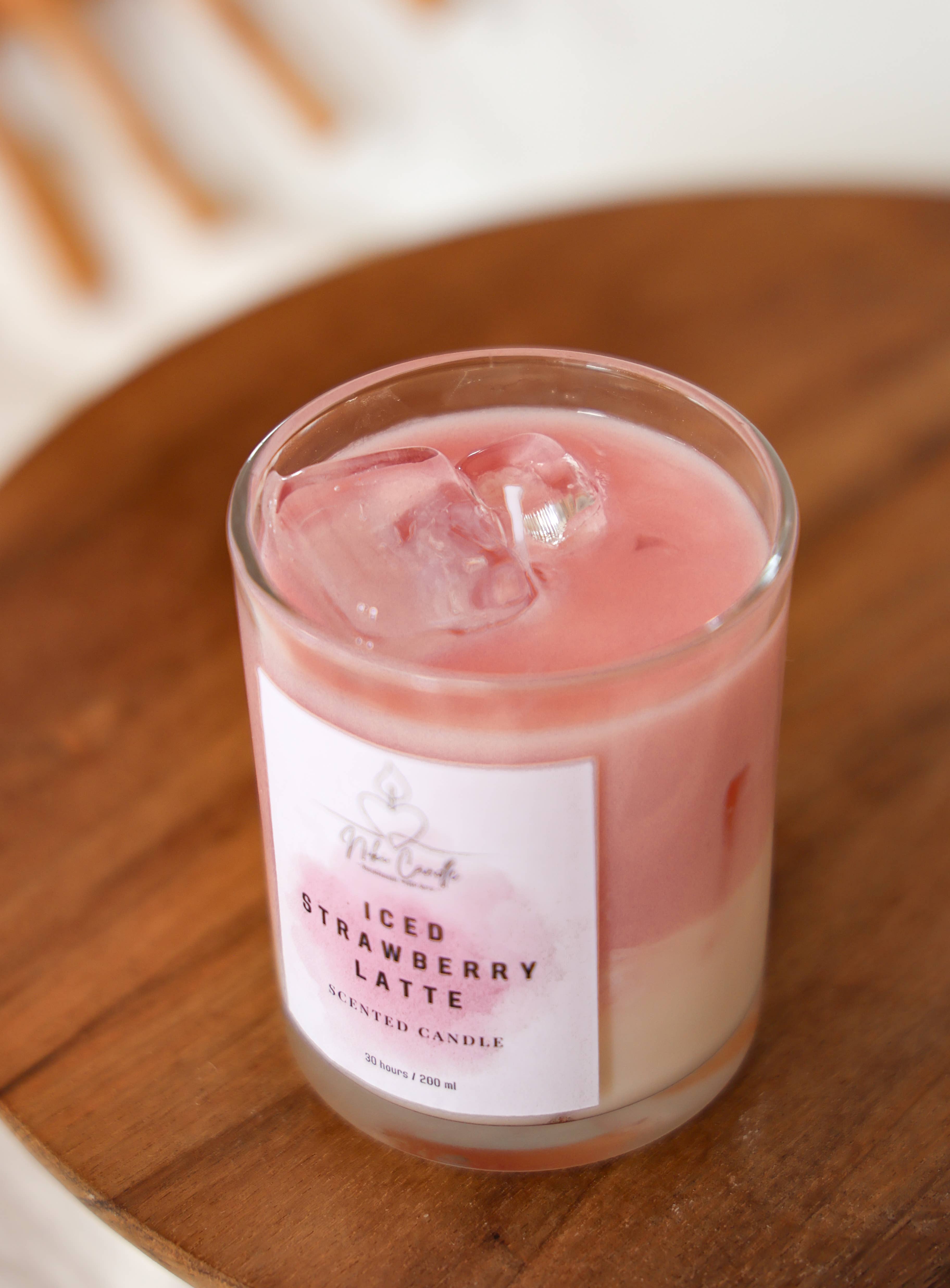 Niki Candle - Vente Bougie en bocal - Latte glacé à la fraise5
