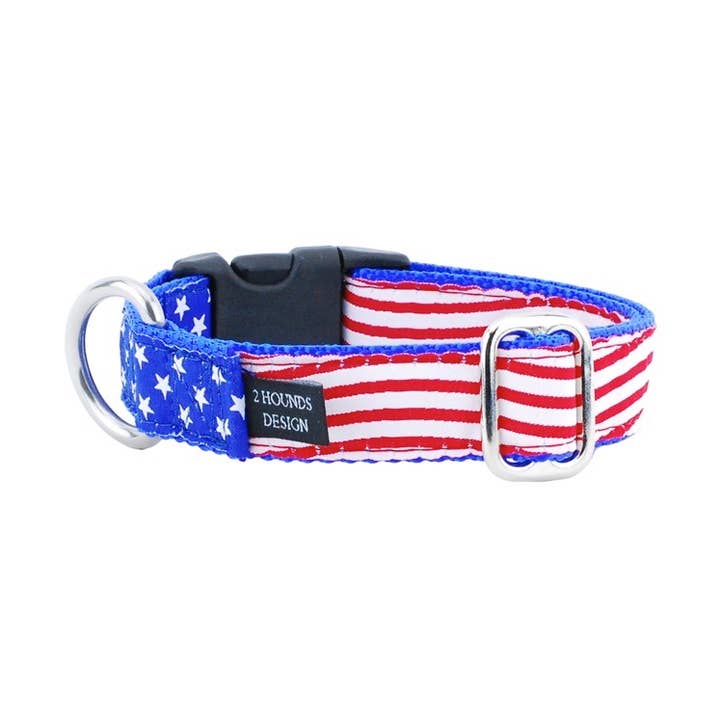 1" Stars and Stripes Essential Dog Collar for wholesale by 2 Hounds Design