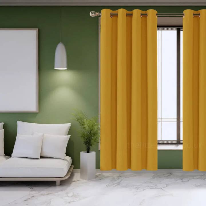 The Fitted Sheets – wholesale Curtain – Ochre Thermal Blackout Curtains – Vogue Eyelet , 2 Panels1