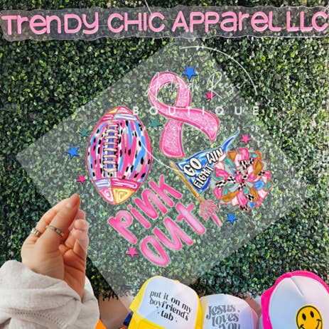 Pink Out/Go Fight Win DTF Transfer for wholesale by Trendy Chic Apparel LLC