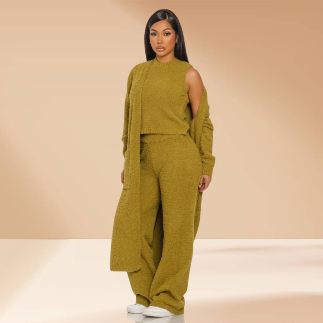 Celystrends - Vente Ensemble de vêtements d'intérieur – femme - Ensemble de 3 pièces Ensemble de détente douillet Teddy comme Skim4