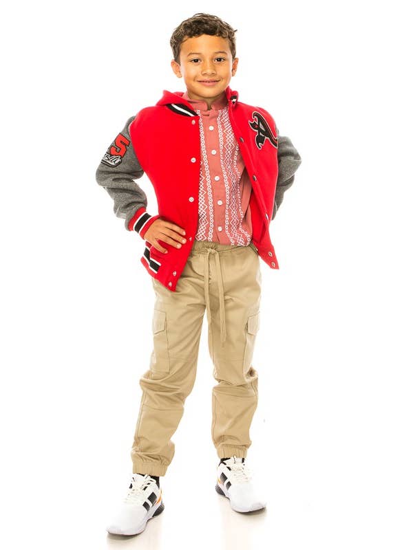 Unik - Wholesale Varsity/Baseball Jacket - Kids - Boys Varsity Jacket Casual Outerwear With Hoodie 2-411