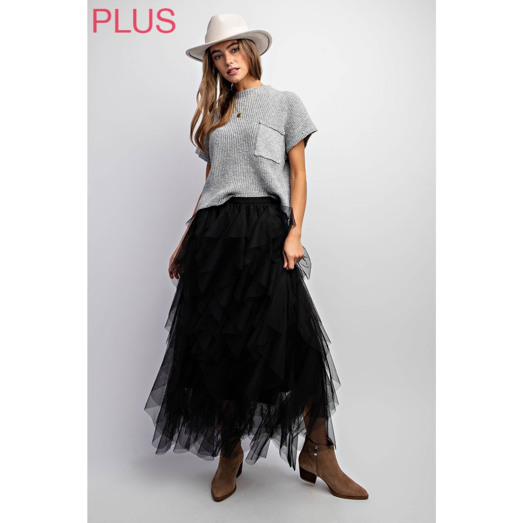 Sweet Generis - Wholesale Skirt - Women's - PLUS CASCADING TULLE MESH LAYERED MAX SKIRT0