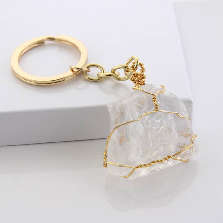 Crystal Key Chain - Crystal Quartz for wholesale by Soul Stonz